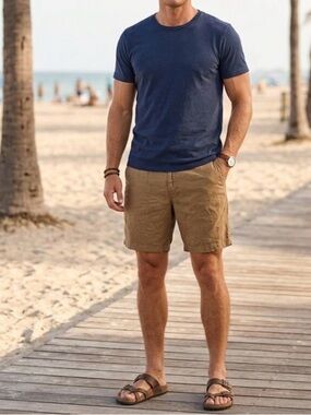 Polo Ralph Lauren Linen Cotton Chino Shorts 40 Classic Fit Khaki Beige coastal